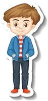 A boy wearing jacket cartoon character sticker vector