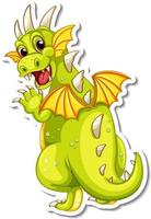 etiqueta engomada linda del personaje de dibujos animados del dragón vector