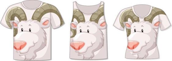 Different types of tops with goat pattern vector