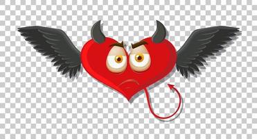 diablo en forma de corazón con expresión facial vector