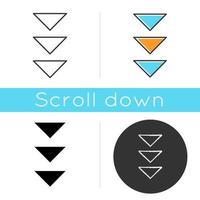 Three down arrows icon vector