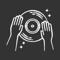 DJ chalk white icon on black background vector