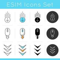 Scrolling down arrows icons set vector