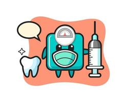 Mascot character of weight scale as a dentist vector