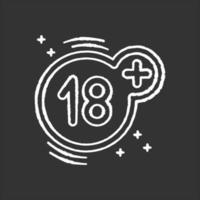 Eighteen plus chalk white icon on black background vector