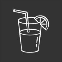 Long drink, cocktail chalk white icon on black background vector