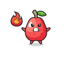 water apple character cartoon with angry gesture vector