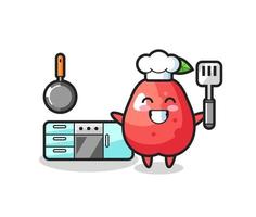 water apple character illustration as a chef is cooking vector