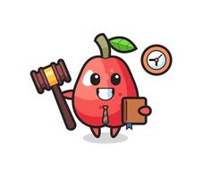 caricatura de mascota de manzana de agua como juez vector