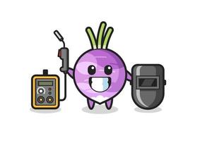 Character mascot of turnip as a welder vector