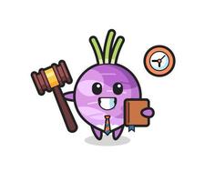 Mascot cartoon of turnip as a judge vector