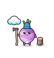 Character cartoon of turnip as a woodcutter vector