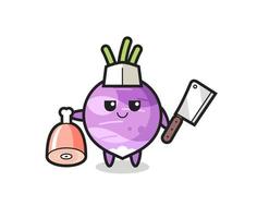 Illustration of turnip character as a butcher vector