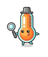 thermometer cartoon character searching with a magnifying glass vector