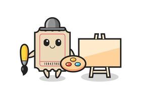 Illustration of ticket mascot as a painter vector