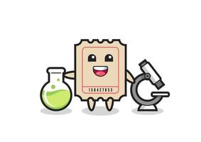 Mascot character of ticket as a scientist vector