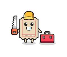 Illustration of ticket character as a woodworker vector