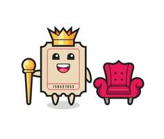 Mascot cartoon of ticket as a king vector