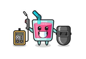 Character mascot of strawberry juice as a welder vector