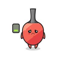 table tennis racket mascot character doing a tired gesture vector