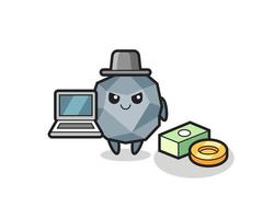 Mascot Illustration of stone as a hacker vector