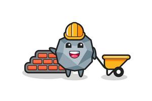 Cartoon character of stone as a builder vector