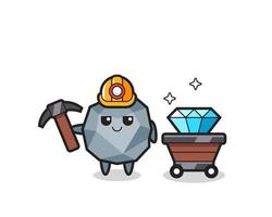 Character Illustration of stone as a miner vector