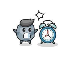 Cartoon Illustration of stone is surprised with a giant alarm clock vector