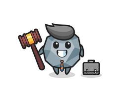 Ilustración de la mascota de piedra como abogado. vector