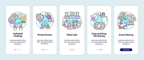 Business messaging option onboarding mobile app page screen vector