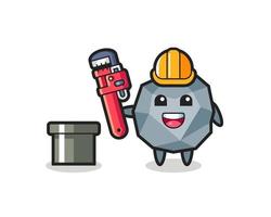 Character Illustration of stone as a plumber vector