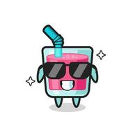 Cartoon mascot of strawberry juice with cool gesture vector