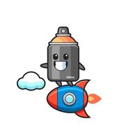 spray paint mascot character riding a rocket vector