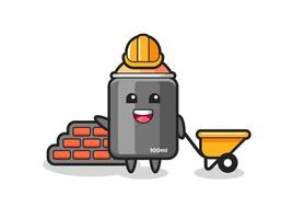 Cartoon character of spray paint as a builder vector