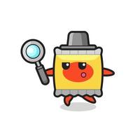 snack cartoon character searching with a magnifying glass vector