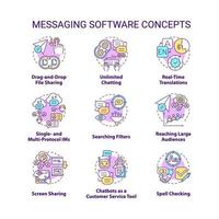 conjunto de iconos de concepto de software de mensajería vector
