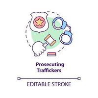 Prosecuting traffickers concept icon vector