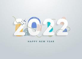 Happy 2022 new year with colorful abstract line shape and texture vector