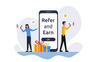 Refer and earn concept. Business partnership strategy illustration vector