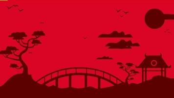 cartoon achtergrond - chinees landschap silhouet video