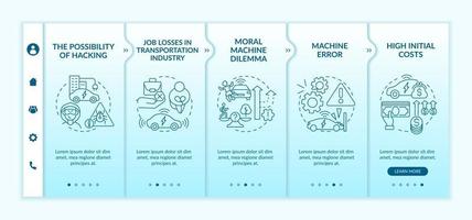 Autonomous vehicles technical errors onboarding vector template.