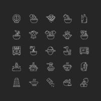 Cooking instruction chalk white icons set on dark background vector