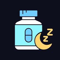 Pills for insomnia RGB color icon for dark theme vector