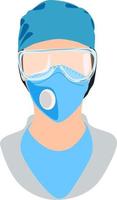 Faceless Illustration of a doctor wearing blue medical cap, n95 mask