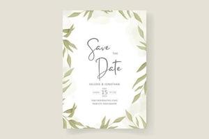 Elegant wedding card design with leaf ornament vector