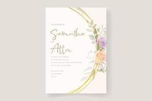 Soft floral and leaves wedding invitation card design vector