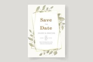 Elegant wedding card design with leaf ornament vector