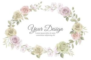 Beautiful soft floral frame template vector