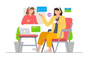 Online video meeting business startup scene illustration vector