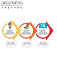 Infographics template with 3 elements workflow process chart. vector